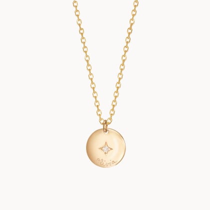Collar personalizado con estrella de cristal sobre disco merci maman