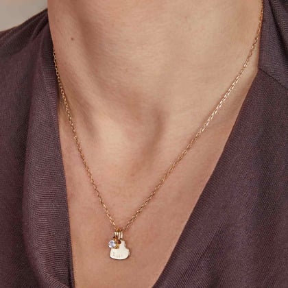 Personalised Crystal Solitaire Heart Necklace gold plated merci maman