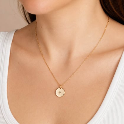 Collana personalizzata con stella in cristallo su disco merci maman