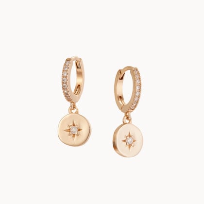 Pendientes con mini estrella de cristal baño de oro merci maman