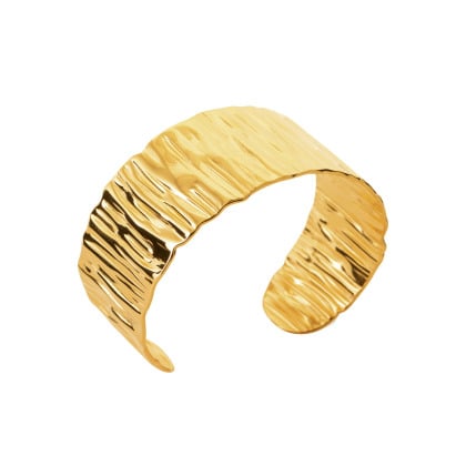 Bracciale rigido ampio in acciaio dorato merci maman