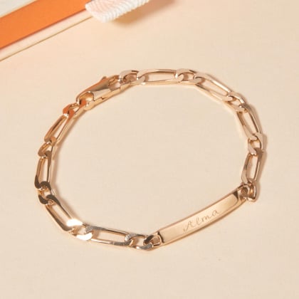 Bracciale personalizzato con maglia groumette placcato in oro merci maman