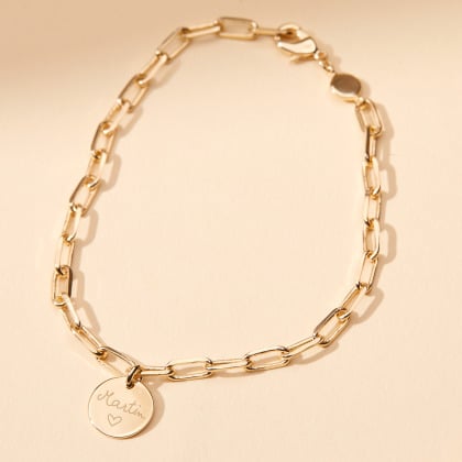 Personalisiertes Dainty Love Links Gliederarmband vergoldet merci maman