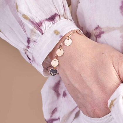 Bracelet Chaîne Fine Love Links Personnalisé plaqué or merci maman