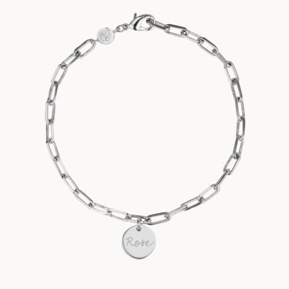Pulsera personalizada fina Love Links para hombre plata de ley merci maman