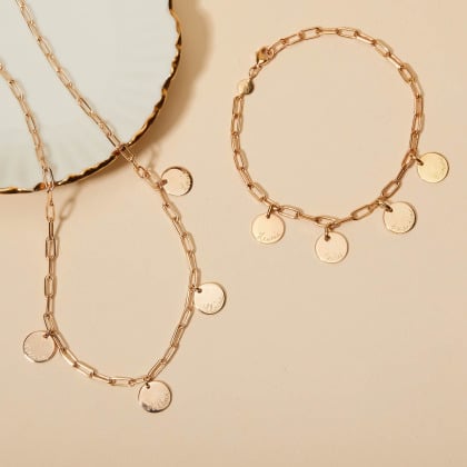 Personalised Dainty Love Links Necklace gold plated merci maman