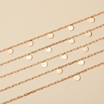 Personalised Dainty Love Links Necklace gold plated merci maman