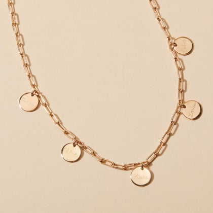 Personalised Dainty Love Links Necklace gold plated merci maman