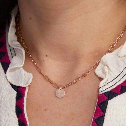 Personalised Dainty Love Links Necklace gold plated merci maman