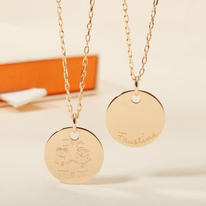 mittlere personalisierte halskette vergoldet merci maman