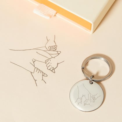 Drawn By You - Large Personalised Keyring in Stainless Steel merci maman