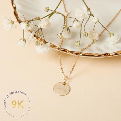Personalisierte 375er Gold Namenskette merci maman