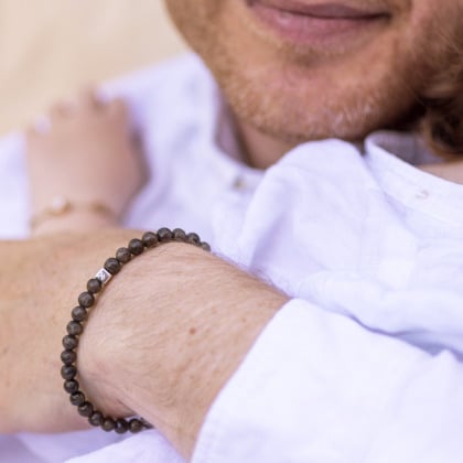 Bracciale Personalizzato Iniziale Cubo Uomo argento sterling Labradorite merci maman