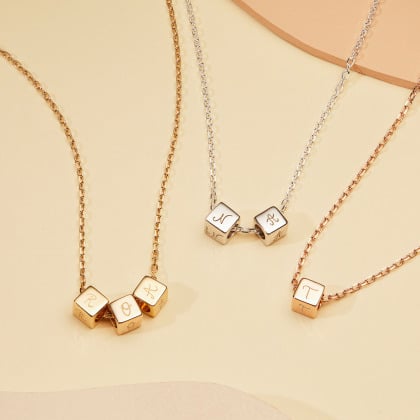 personalised dice necklace gold plated sterling silver rosegold plated merci maman