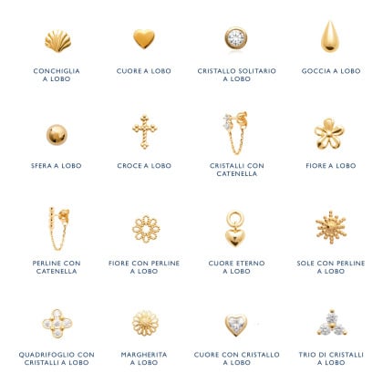 Orecchini a lobo placcato in oro merci maman