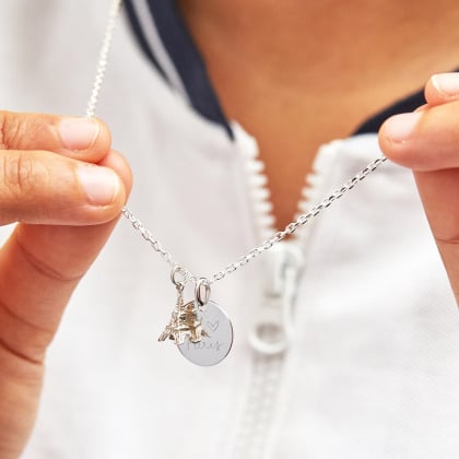 Personalised Eiffel Tower Necklace silver merci maman