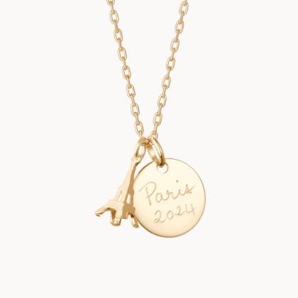 Personalised Eiffel Tower Necklace gold plated merci maman