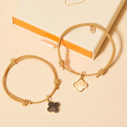 Personalised Enamel Clover Cross Bracelet gold plated merci maman