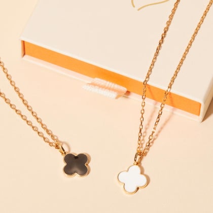 Personalised Enamel Clover Cross Necklace gold plated merci maman