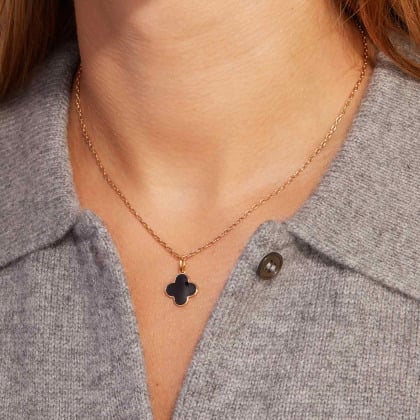 Personalised Enamel Clover Cross Necklace gold plated merci maman