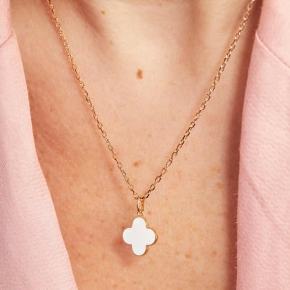 Personalised Enamel Clover Cross Necklace gold plated merci maman