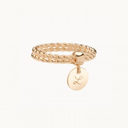 Bague Double Liens personnalisée plaqué or merci maman