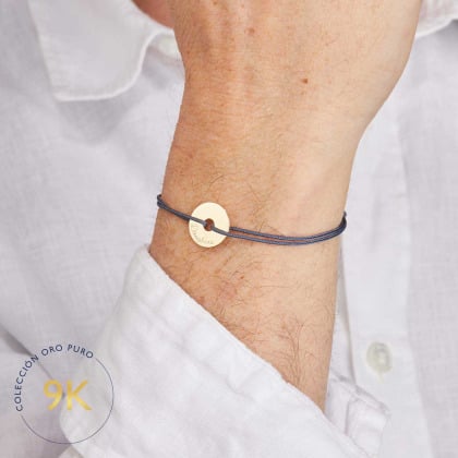 Pulsera personalizada con arandela de oro de 9 kilates para hombre merci maman