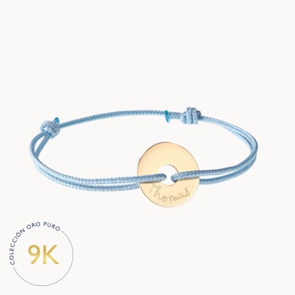 Pulsera personalizada con mini arandela de oro de 9 kilates merci maman