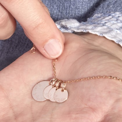 Personalised Family Name Necklace gold plated merci maman