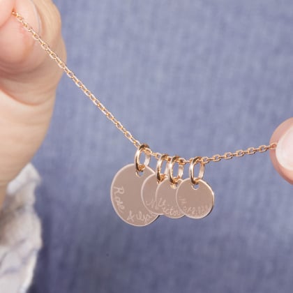 Personalised Family Name Necklace gold plated merci maman