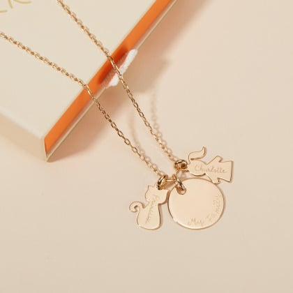 Personalised Family Necklace gold plated merci maman