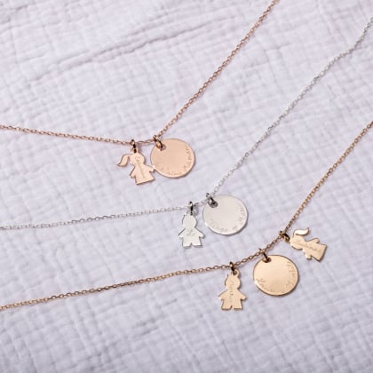 Collier Famille personnalisé plaqué or plaqué or rose argent merci maman