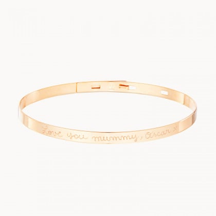 Personalised Flat Bangle gold plated merci maman