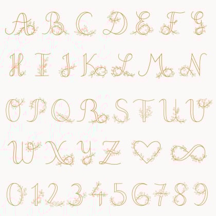 Collar personalizado con nombre Alfabeto Floral