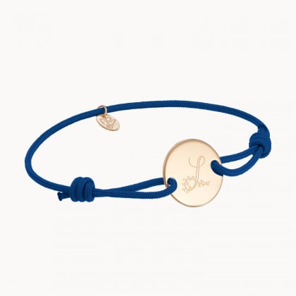 Pulsera personalizada de cordón Alfabeto Floral