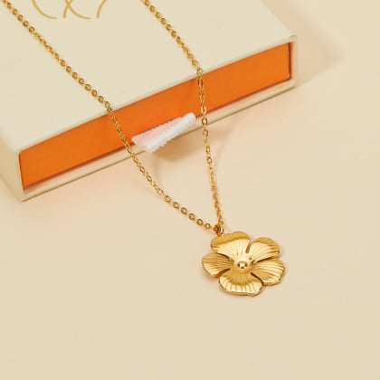 Collana fiore in acciaio dorato merci maman