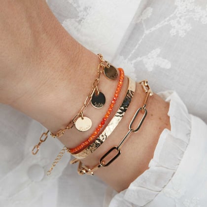 Braccialetto con Catena di Pietre Preziose placcato in oro merci maman