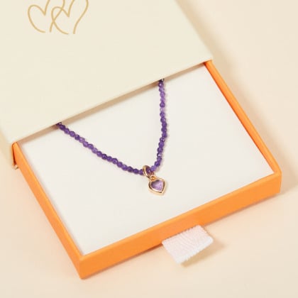 Personalised Gemstone Chain Heart Birthstone Necklace merci maman