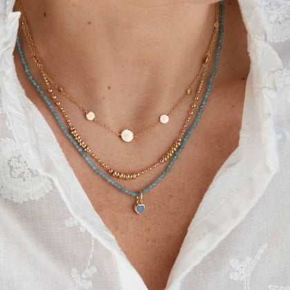 Personalised Gemstone Chain Heart Birthstone Necklace merci maman