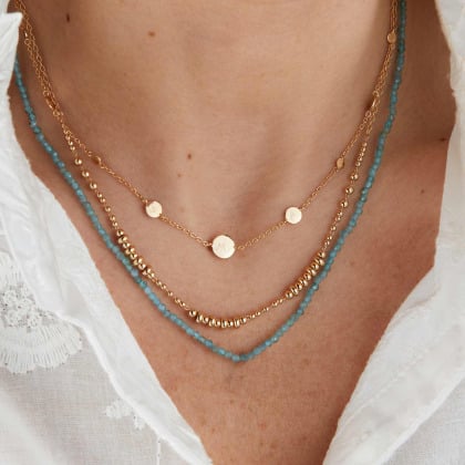 Edelsteinkette vergoldet merci maman