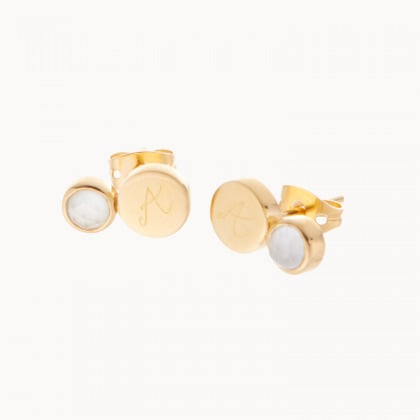 Boucles d'oreilles Pierre fine personnalisées plaqué or merci maman