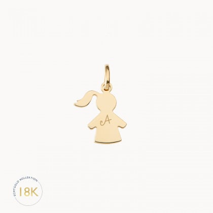 Personalisierter 750er Gold Mini Mädchen Anhänger merci maman