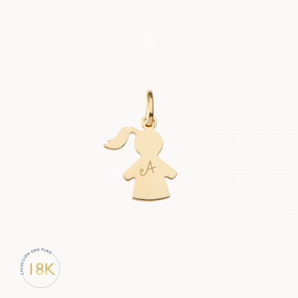 Charm personalizado niña en oro puro 18k merci maman