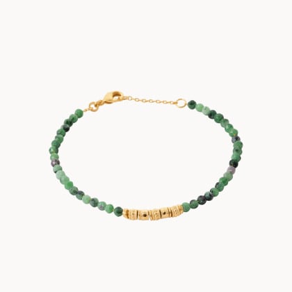 Green Gemstone Bracelet gold plated merci maman