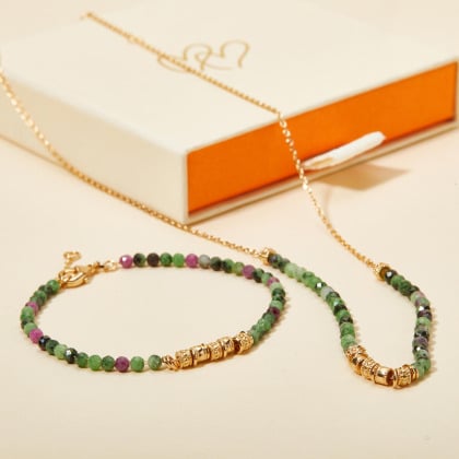 Green Gemstone Bracelet gold plated merci maman