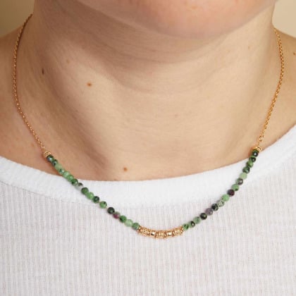 Green Gemstone Necklace gold plated merci maman