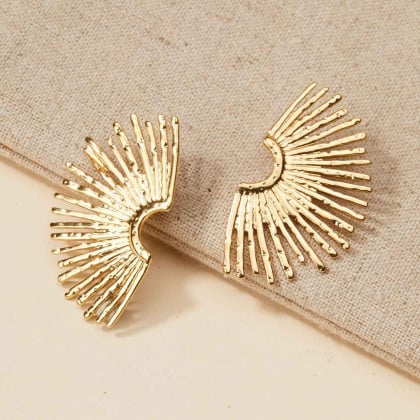 Boucles d’oreilles Demi-Soleil en acier doré merci maman