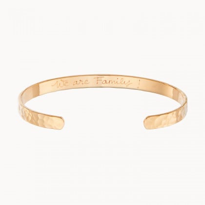 Personalised Hammered Open Bangle gold plated merci maman