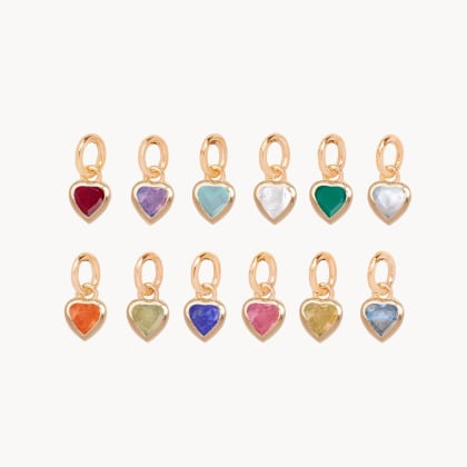 Personalised Heart Birthstone Necklace gold plated merci maman