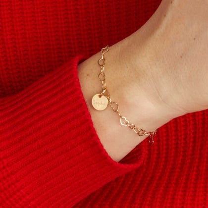 Personalised Heart Chain Bracelet Merci Maman